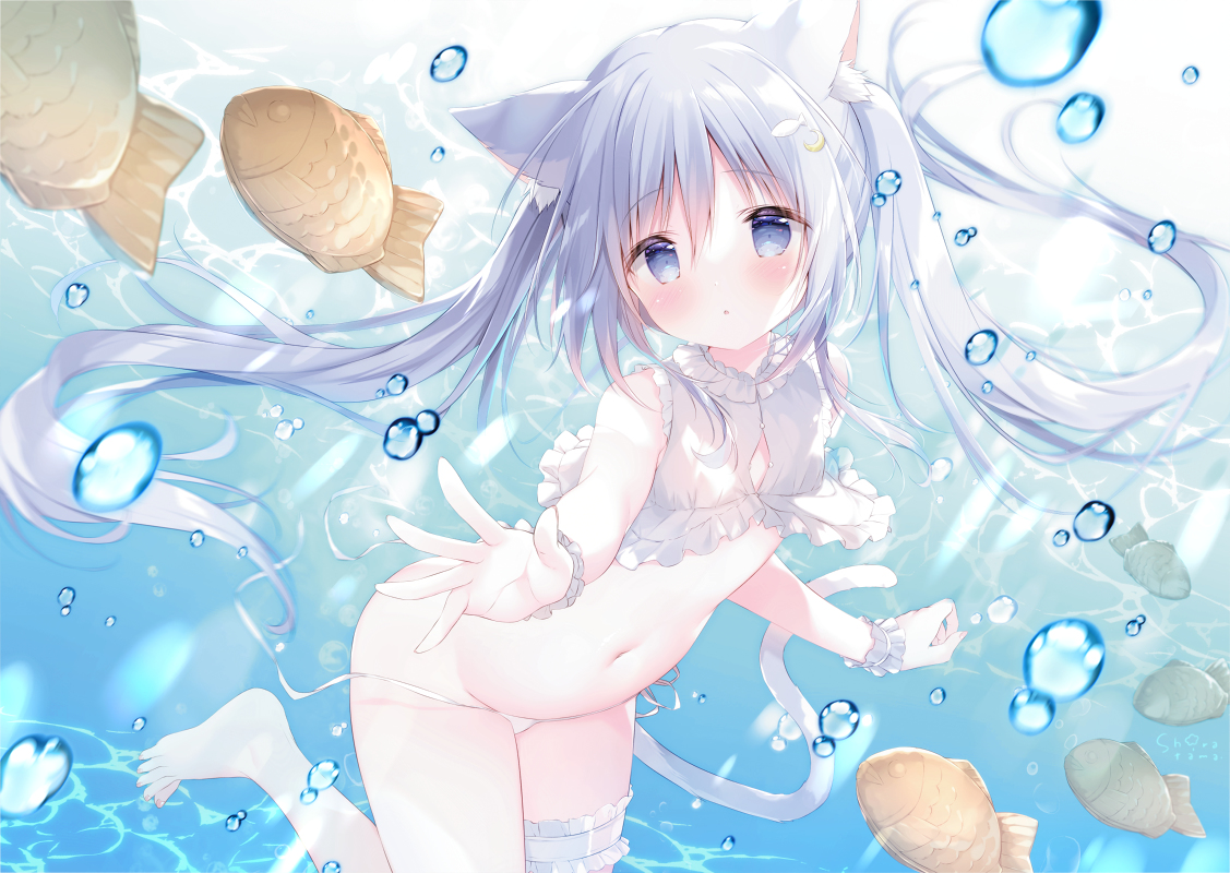 This is a pixiv picture whose title is 🐈🐟.