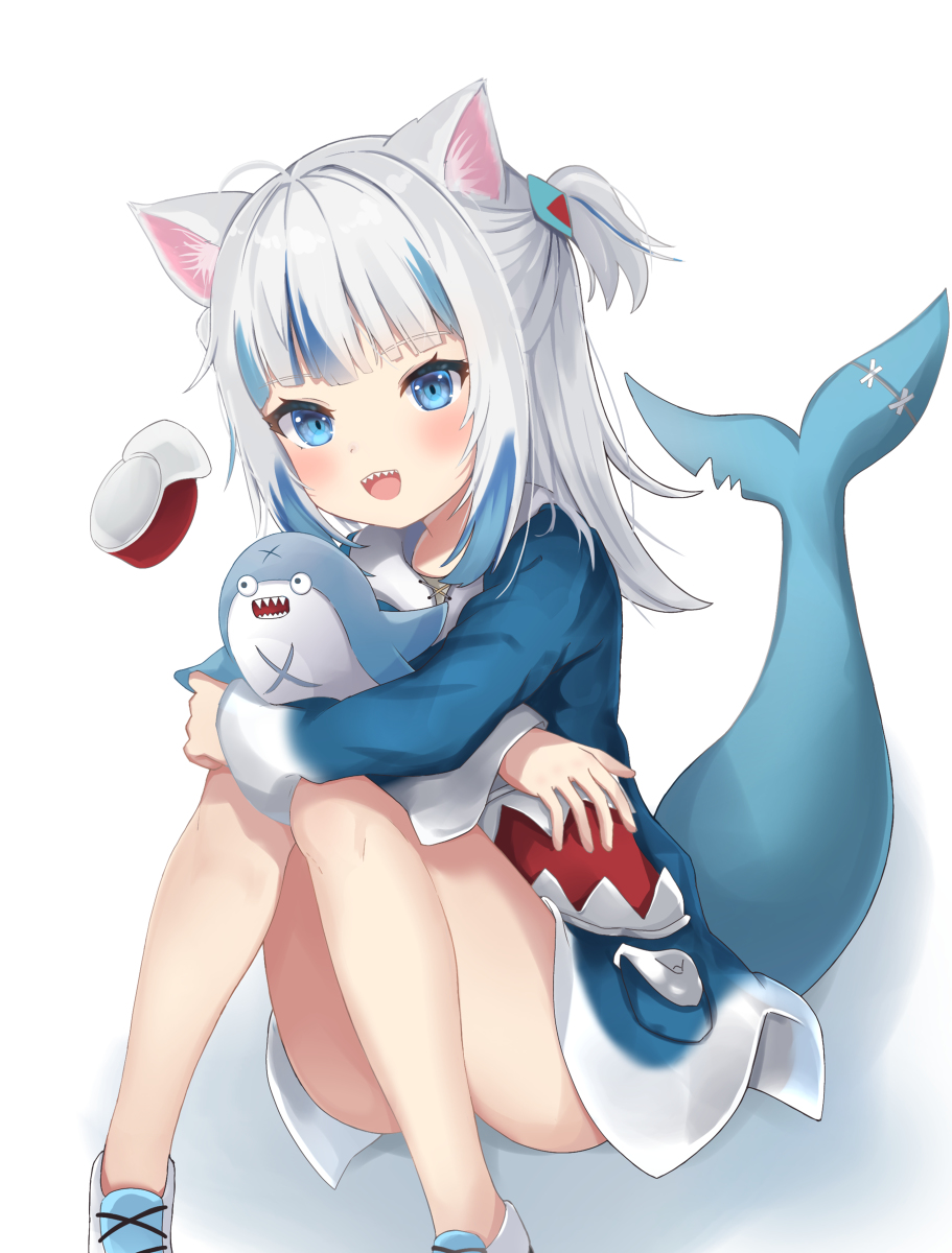 This is a pixiv picture whose title is サメちゃん猫耳.