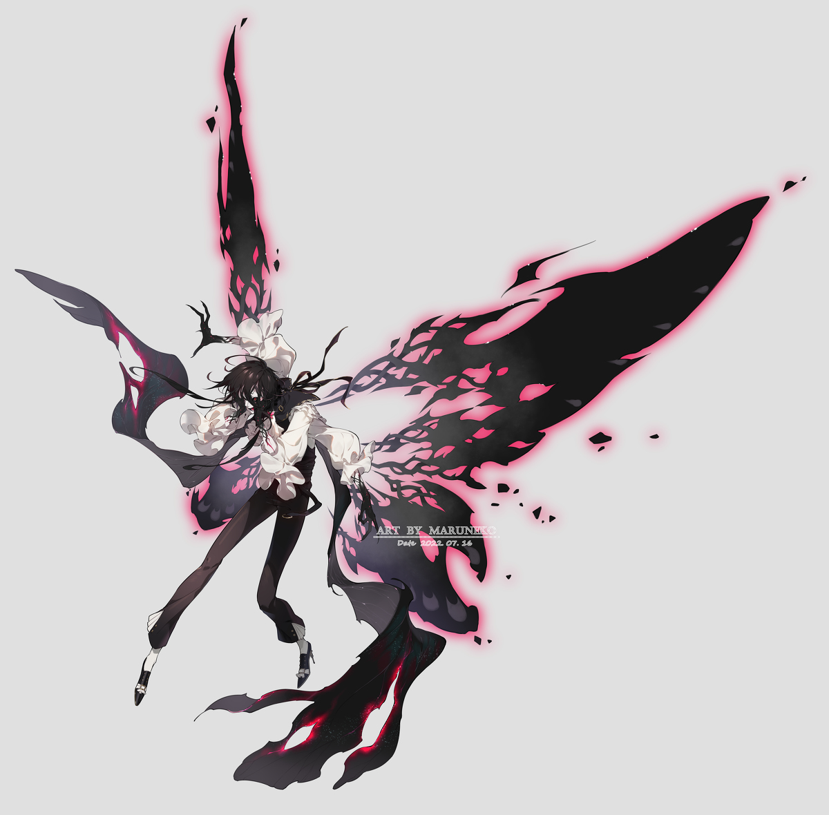 This is a pixiv picture whose title is 黒と死の蝶.