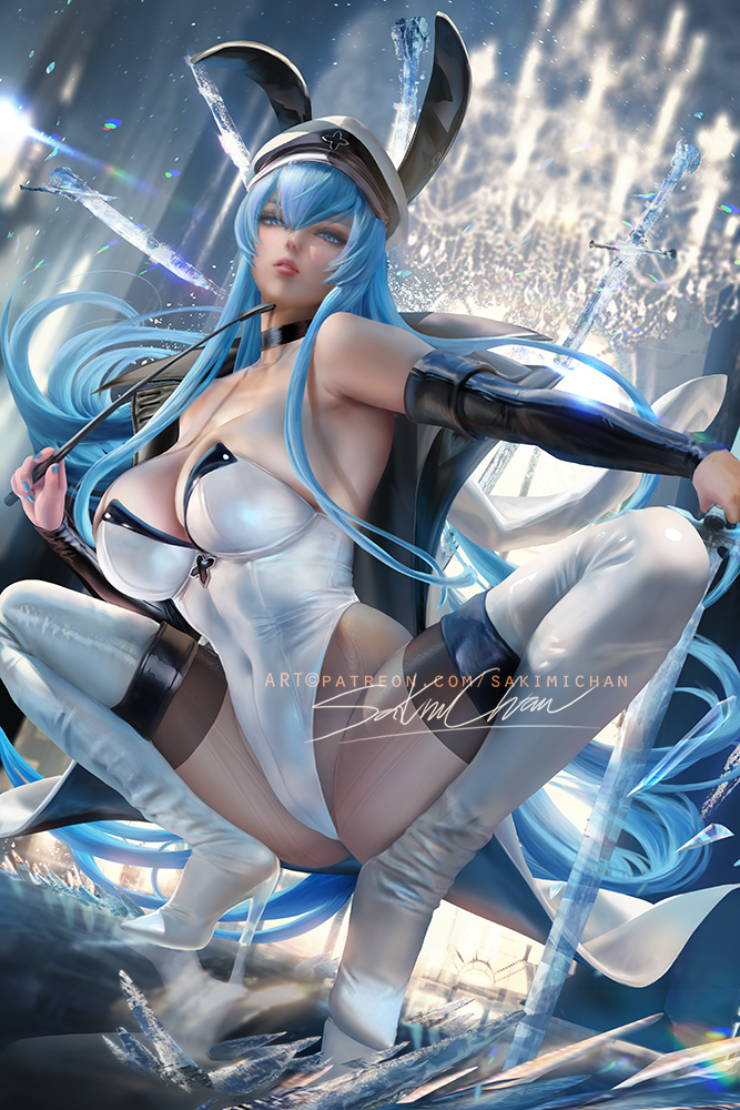 This is a pixiv picture whose title is うさ耳エスデスBunny Esdeath 艾斯德斯兔子.