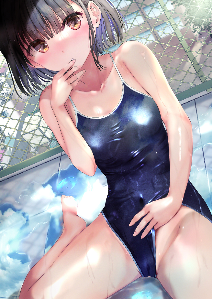 This is a pixiv picture whose title is 日焼け跡を見せてくれる女子.