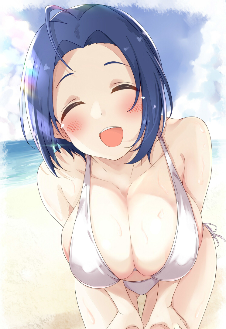 This is a pixiv picture whose title is あずささんと海に行ったんだ.