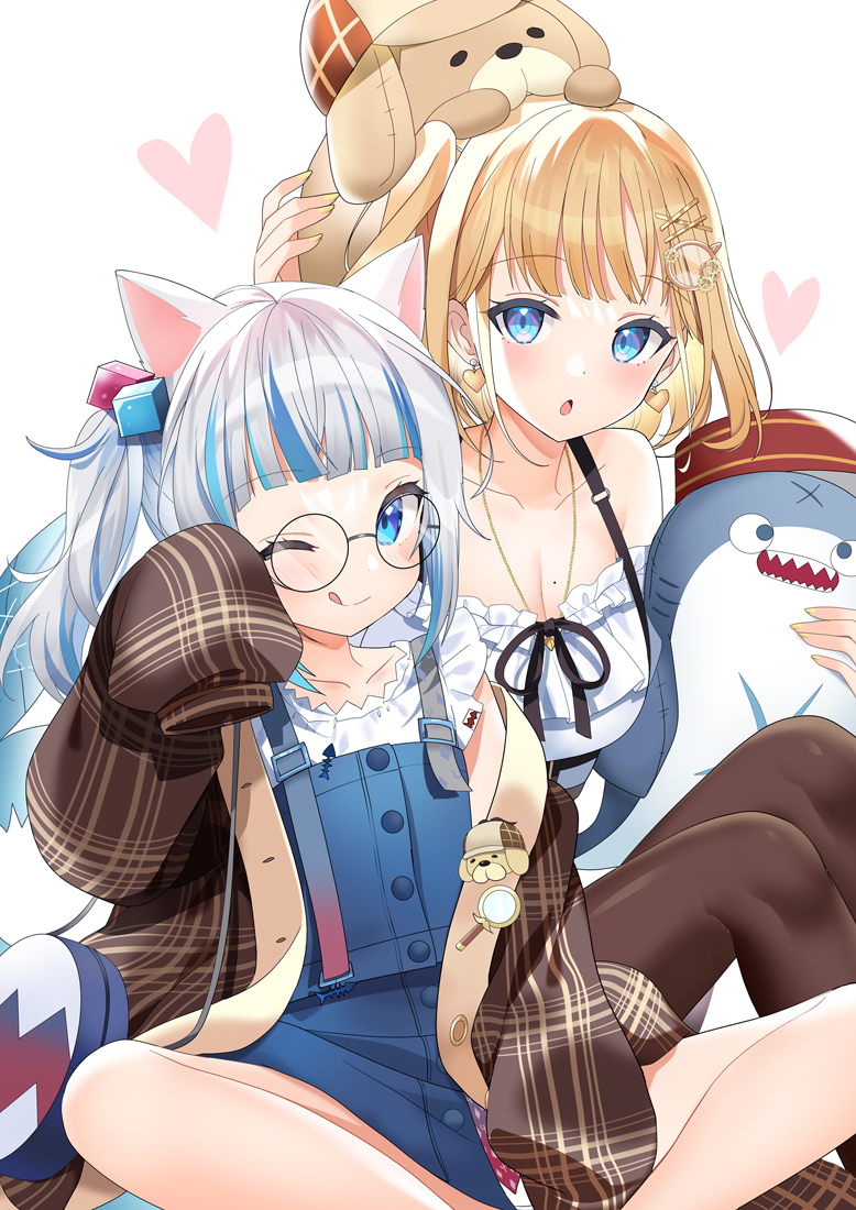 This is a pixiv picture whose title is Gura & Amelia.