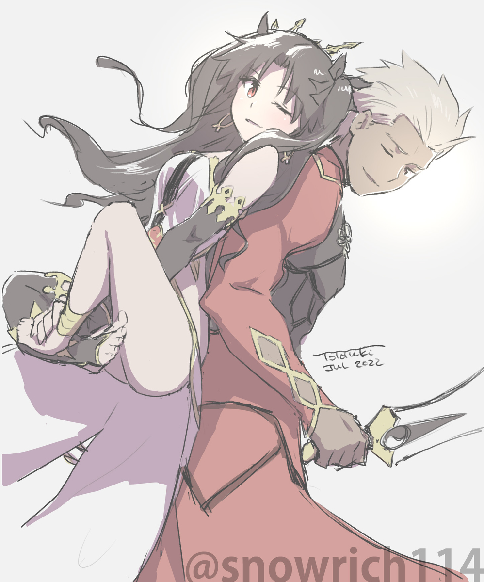 This is a pixiv picture whose title is らくがき。FGOのイシュタルとエミヤ.