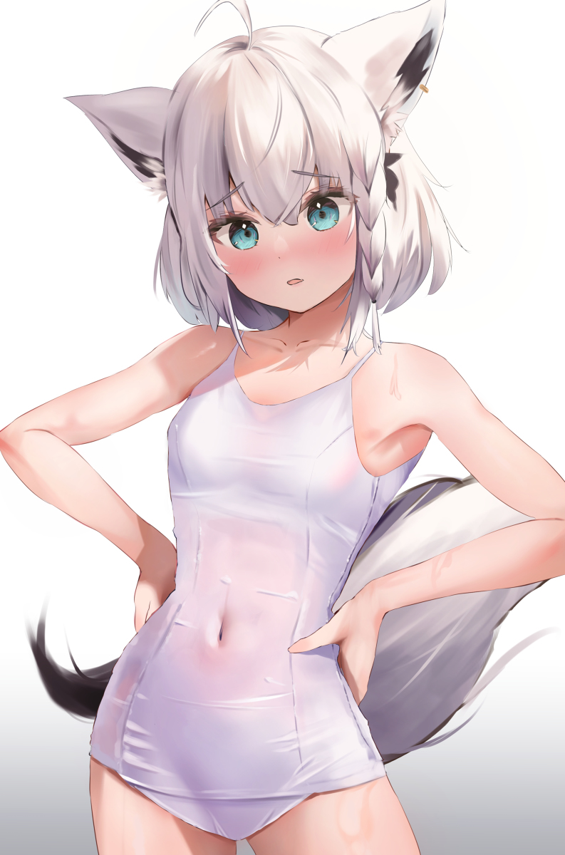 This is a pixiv picture whose title is 白スク！.