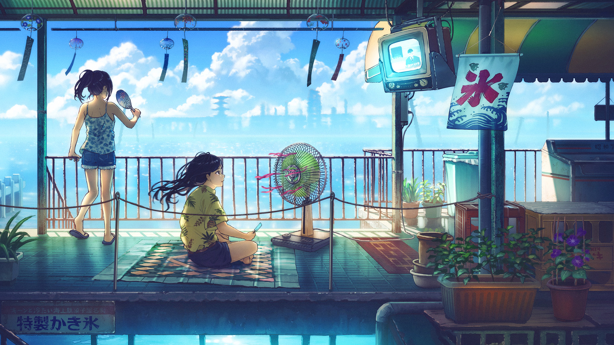 This is a pixiv picture whose title is 海上の駄菓子屋.