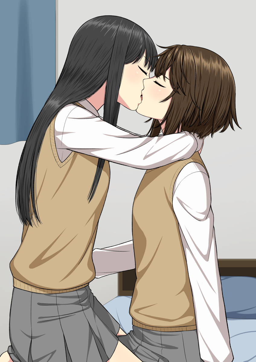 This is a pixiv picture whose title is 【創作百合】.