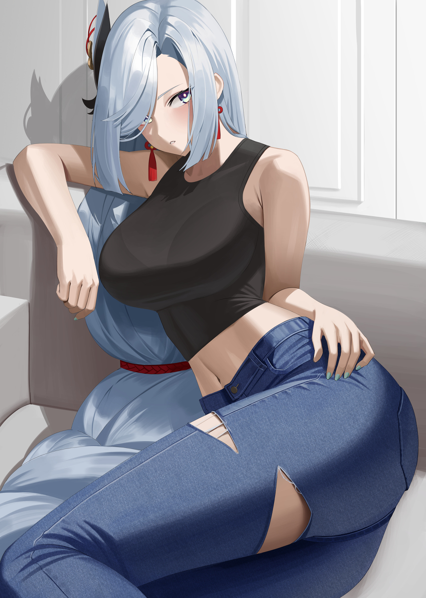 This is a pixiv picture whose title is 申鶴.
