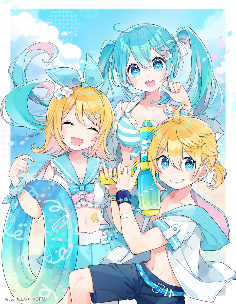 This is a pixiv picture whose title is 〈告知〉初音ミクの塗り絵 サマーコレクション.