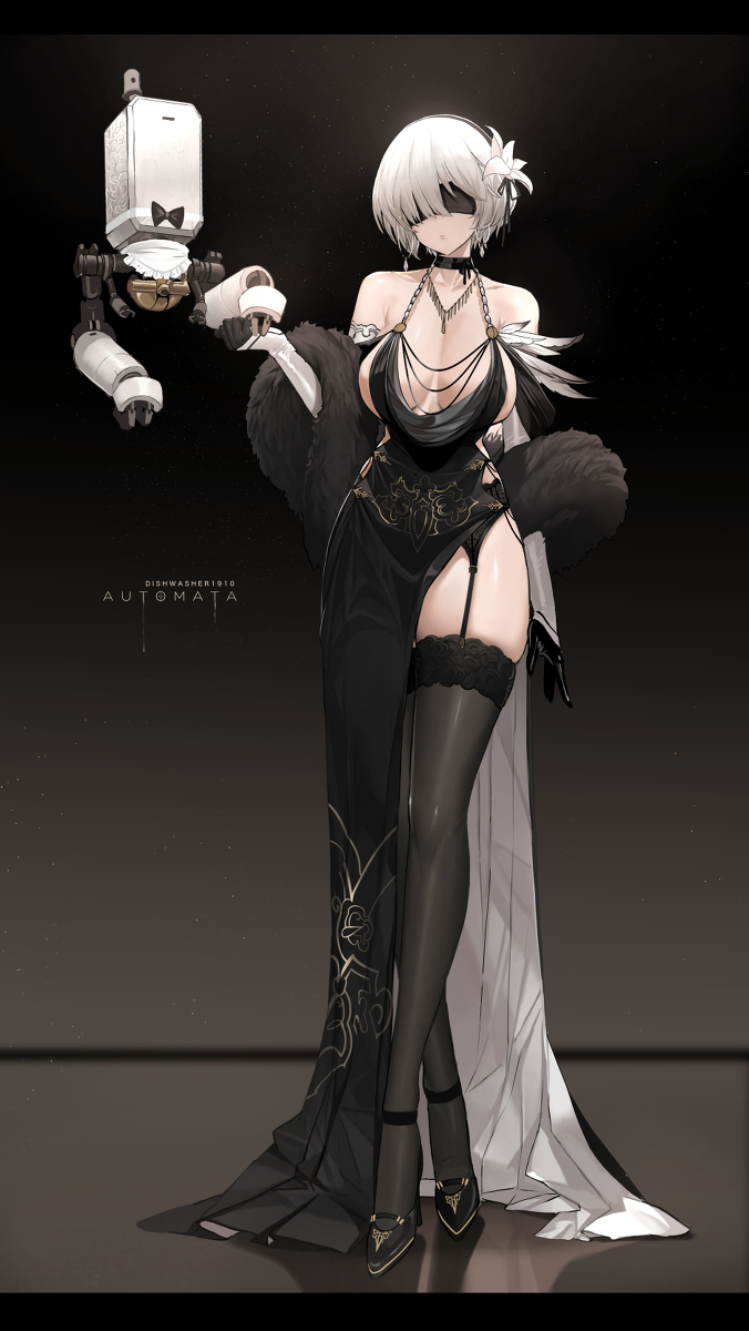 This is a pixiv picture whose title is 2B Gown.