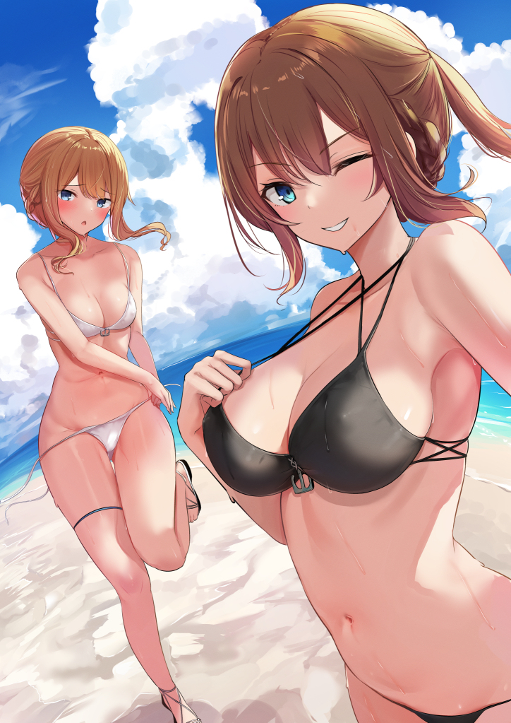 This is a pixiv picture whose title is 水着レパルス＆レナウン.