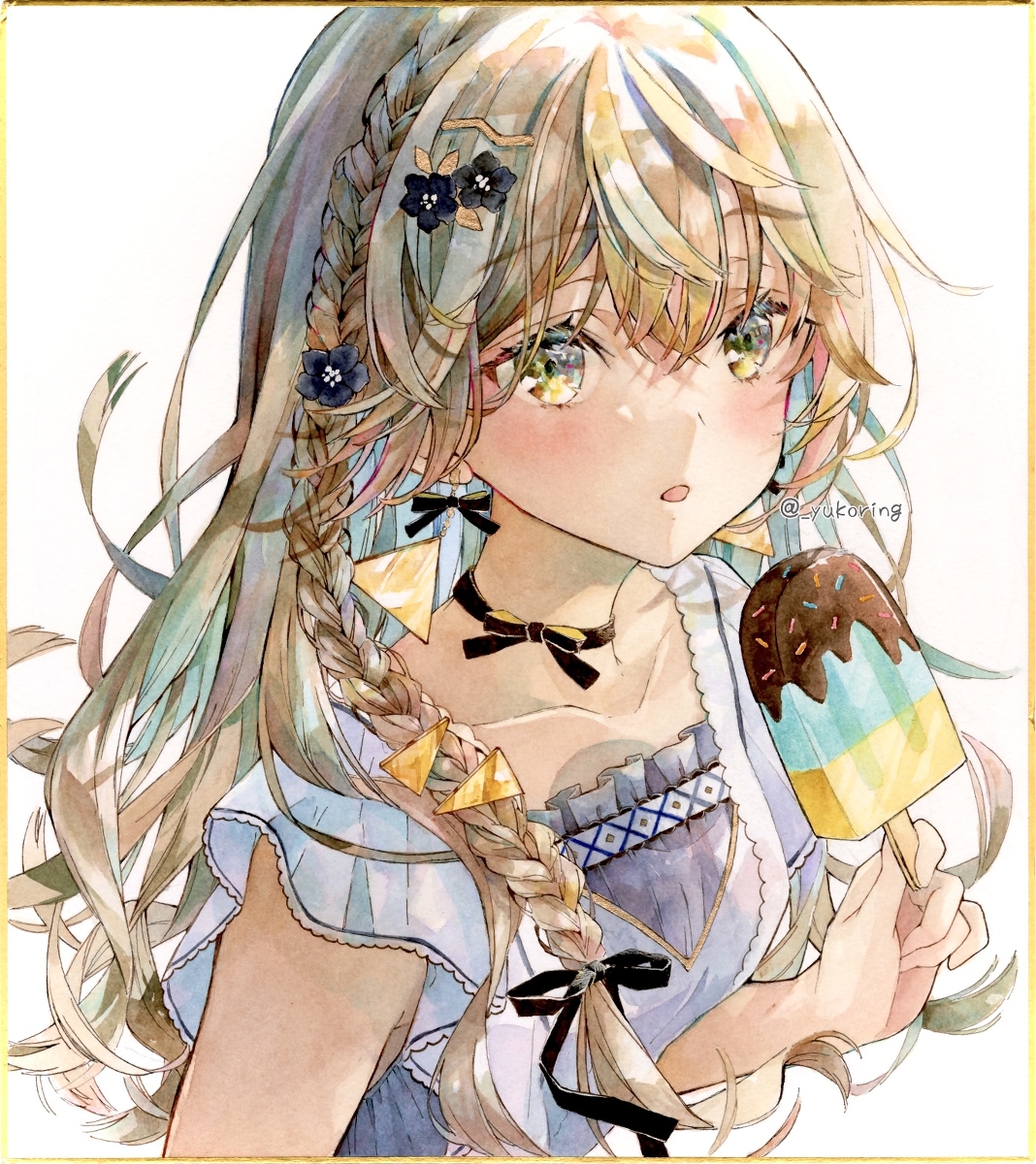 This is a pixiv picture whose title is 透明水彩＊色紙イラスト.