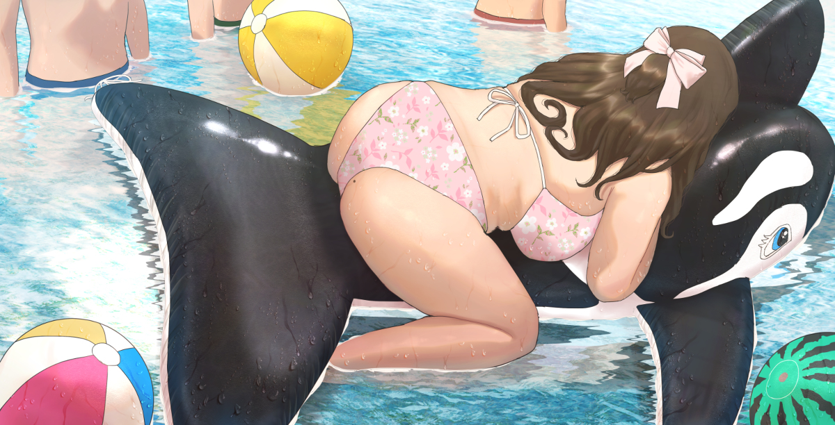 This is a pixiv picture whose title is シャチフロートに乗るお姉さんの尻.
