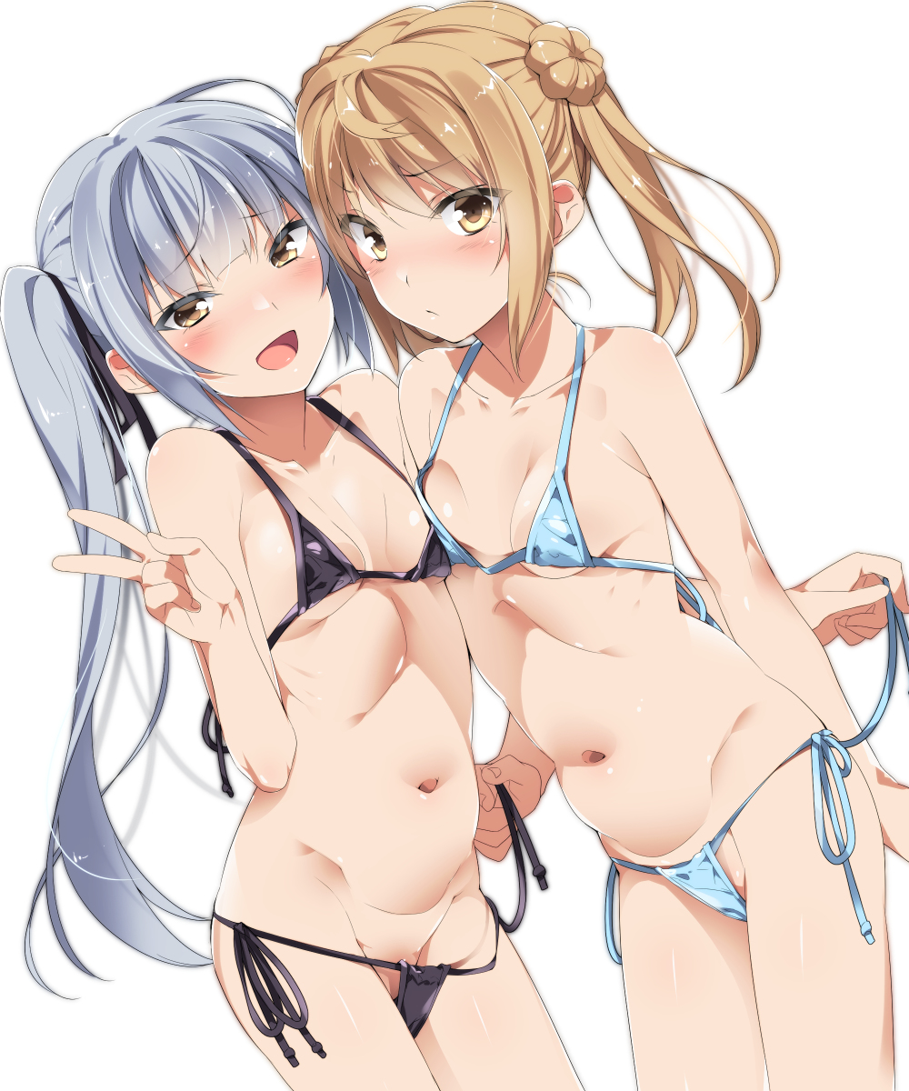 This is a pixiv picture whose title is ちっちゃい水着かわいいよ二人とも….