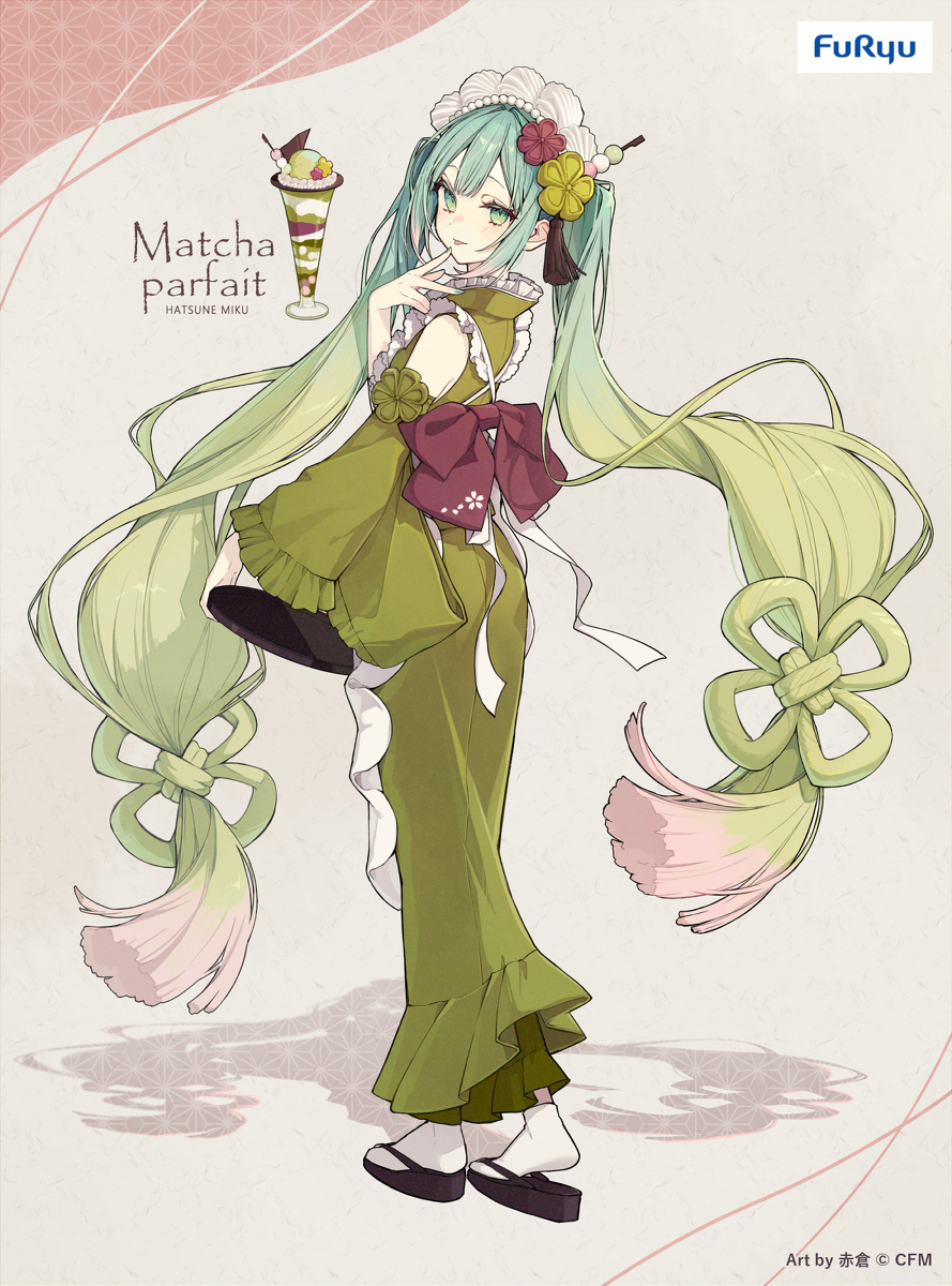 This is a pixiv picture whose title is 抹茶パフェミク／フィギュア化.