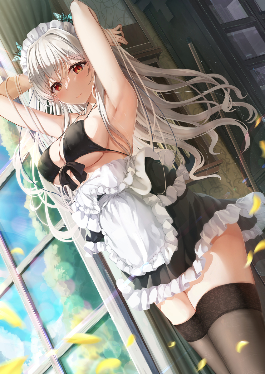 This is a pixiv picture whose title is 黒ビキニメイドちゃん！.