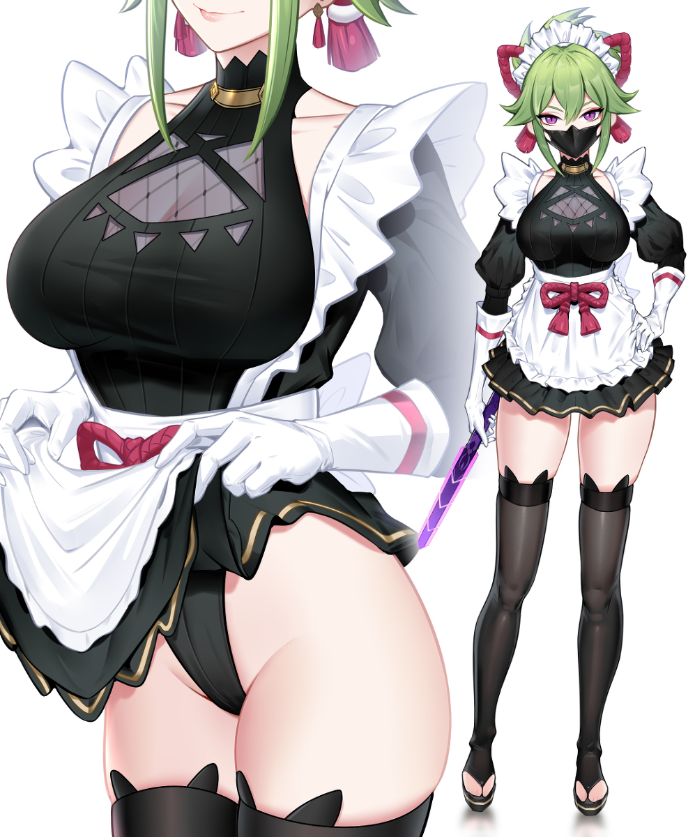 This is a pixiv picture whose title is 原神久岐忍女仆装捏~.