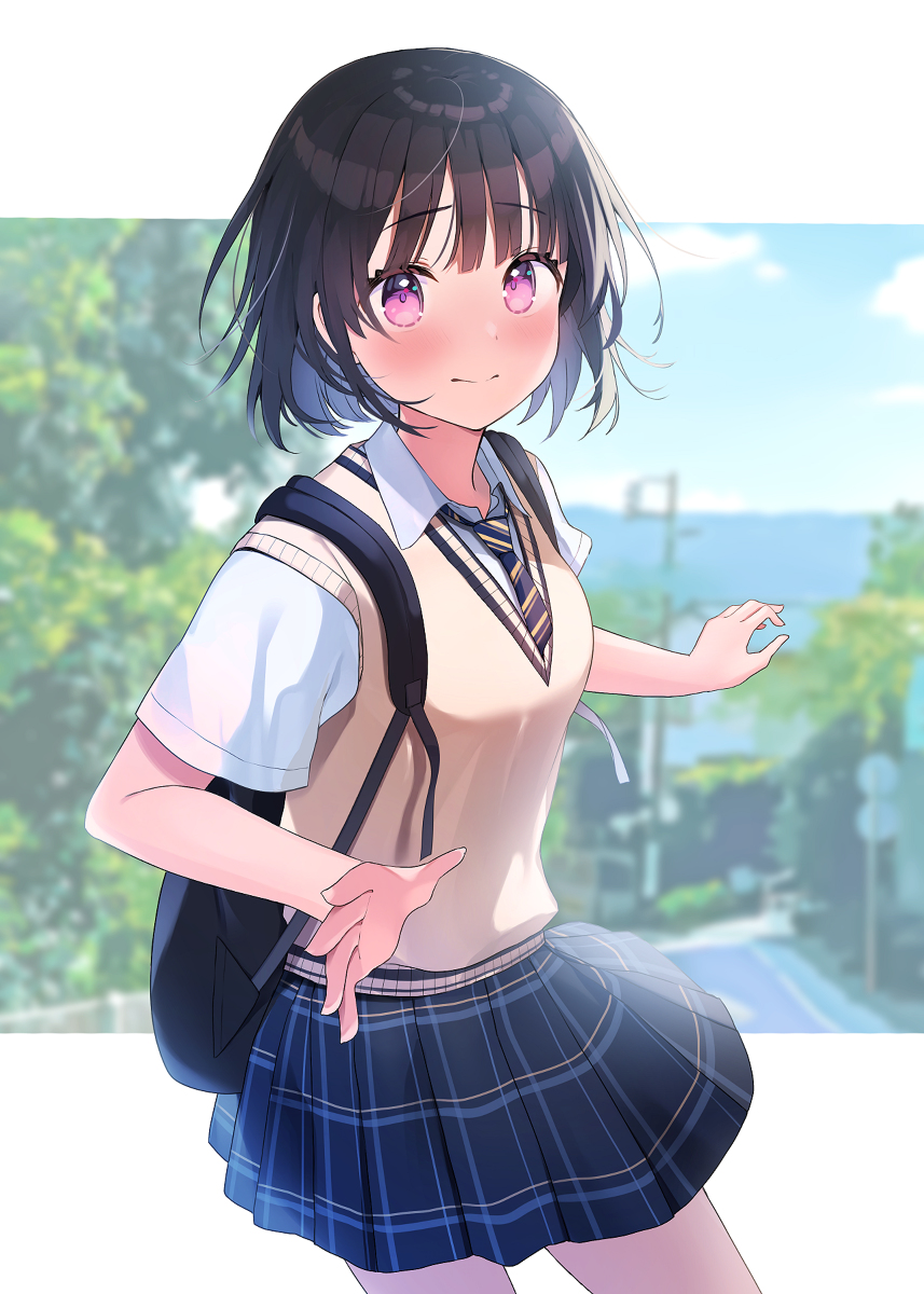 This is a pixiv picture whose title is 「先輩......手、繋いでもいいですか………？」.