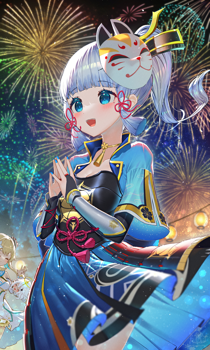 This is a pixiv picture whose title is 綾華と花火.