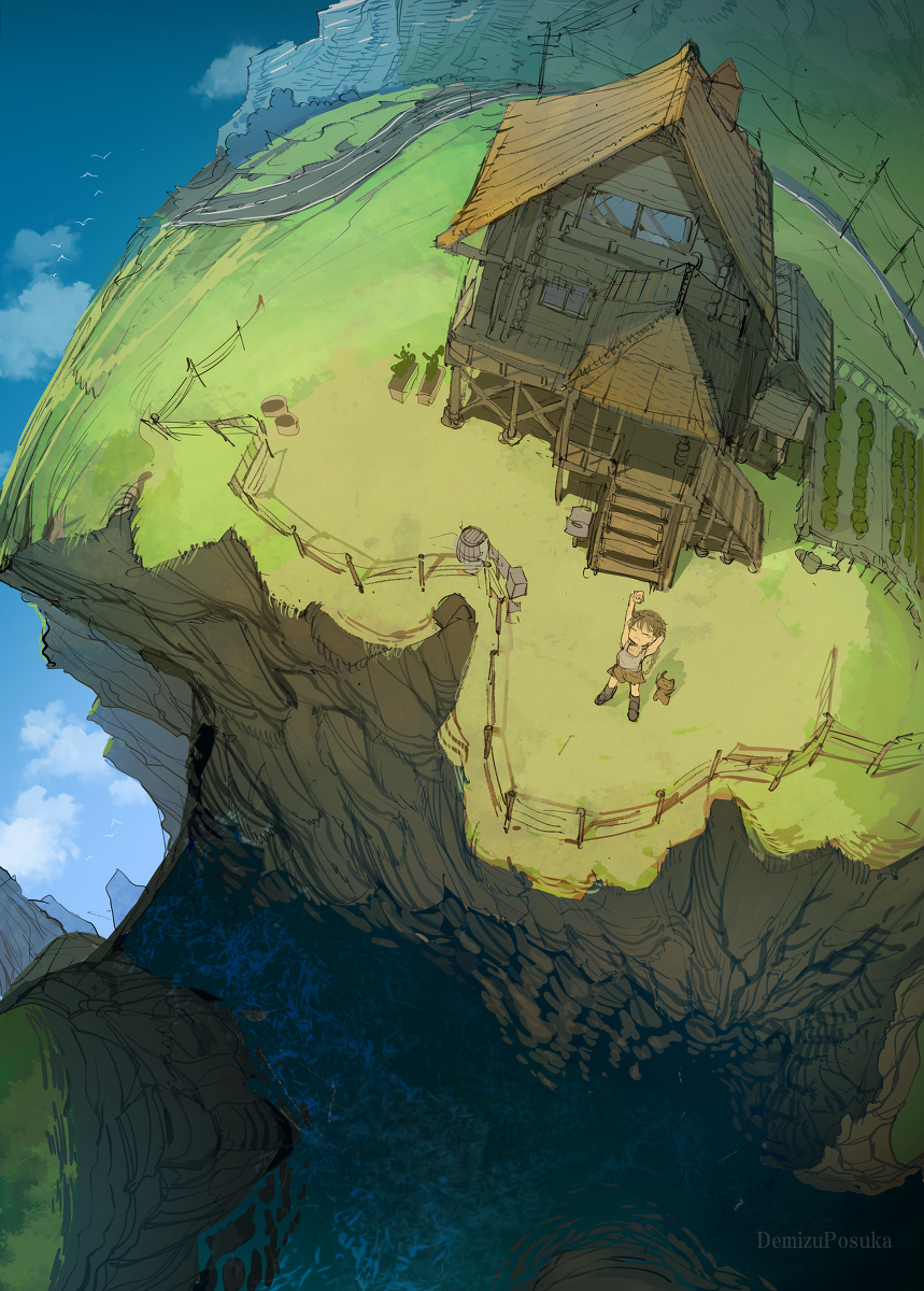This is a pixiv picture whose title is 崖っぷちハウス.