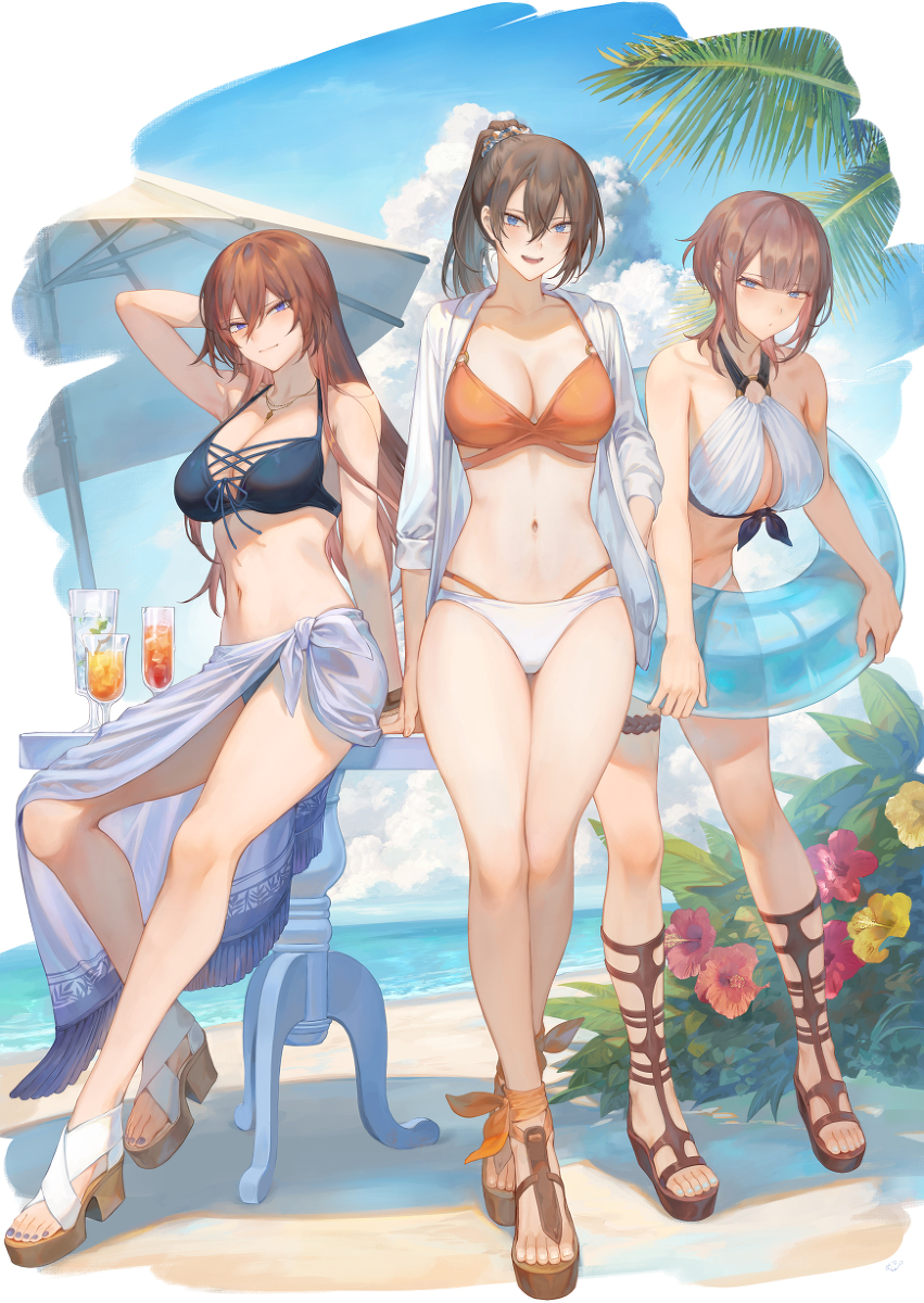 This is a pixiv picture whose title is イケメン美人三姉妹(高身長).