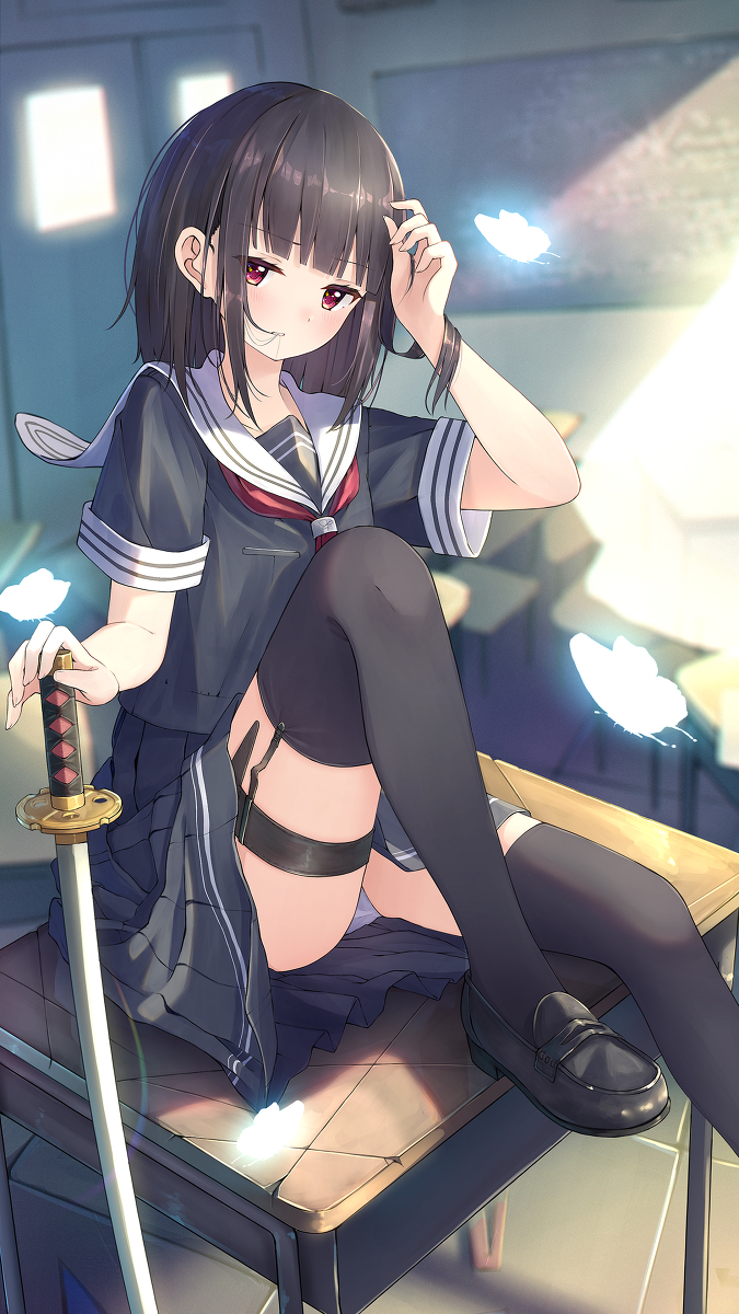 This is a pixiv picture whose title is 黒セーラー.
