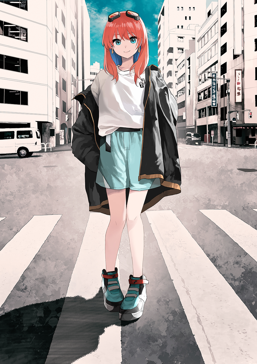 This is a pixiv picture whose title is 💙🧡🖤.