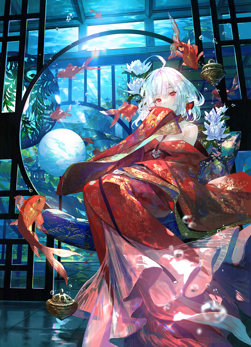 This is a pixiv picture whose title is 金魚姫.