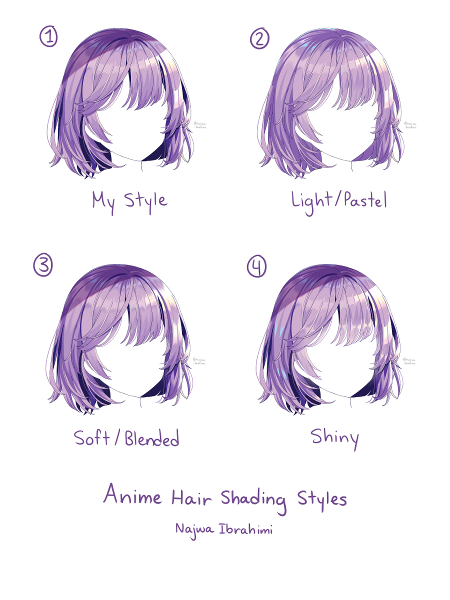 This is a pixiv picture whose title is Anime Hair Shading Styles.