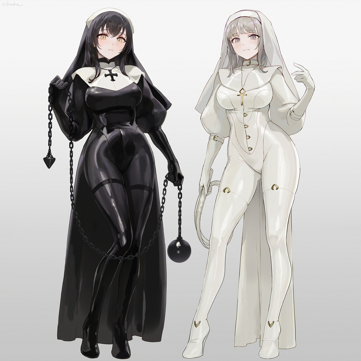 This is a pixiv picture whose title is Latex Sisters.