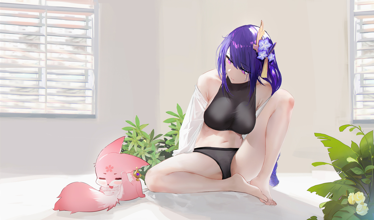 This is a pixiv picture whose title is 舔毛.