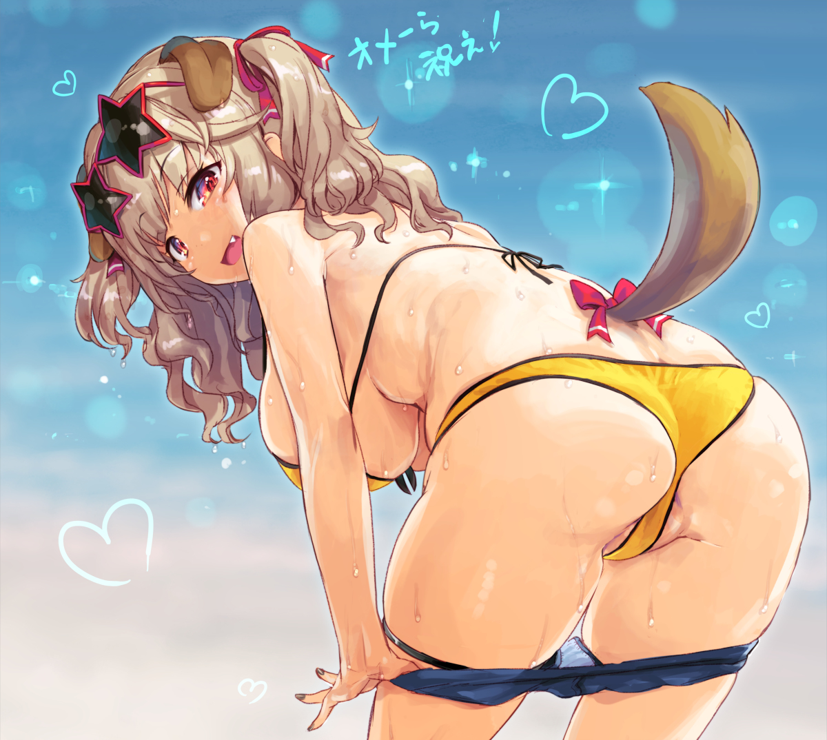 This is a pixiv picture whose title is 木漏日わんこさん夏水着.