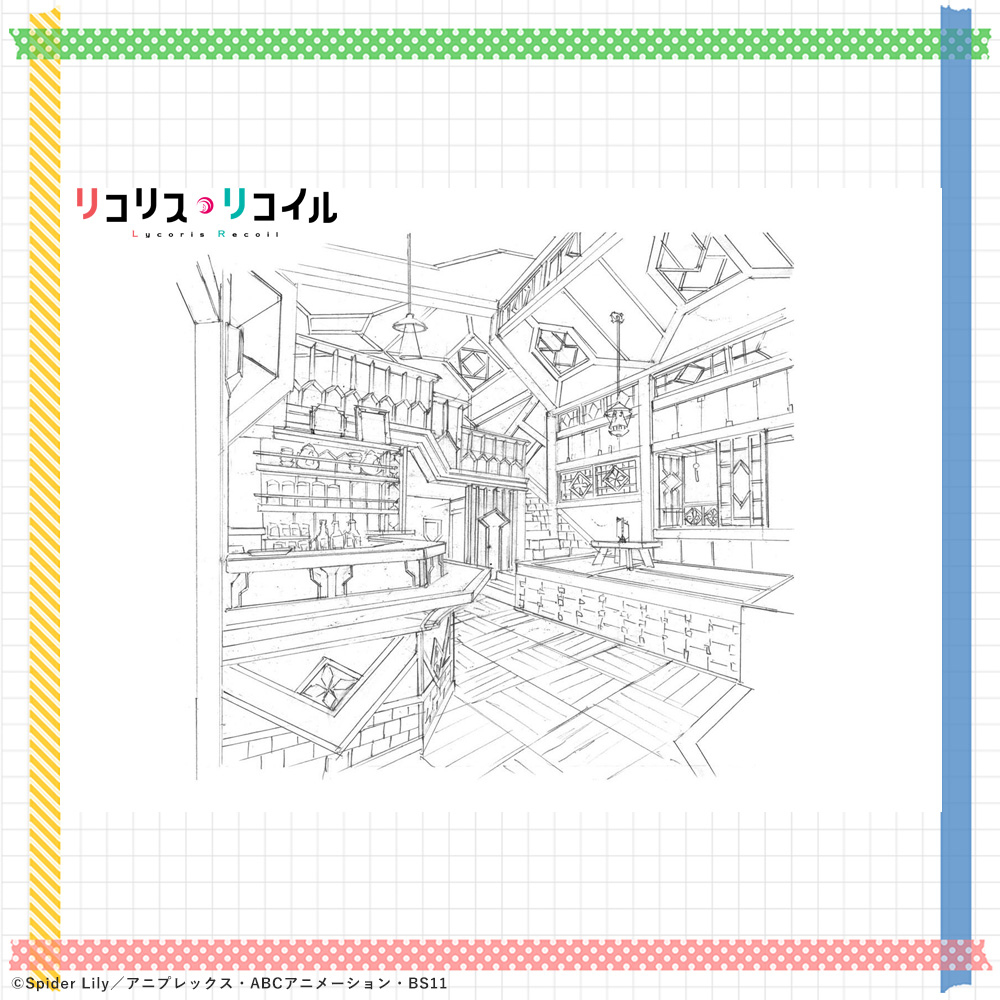 This is a pixiv picture whose title is 美術設定：喫茶リコリコ（内観③）.
