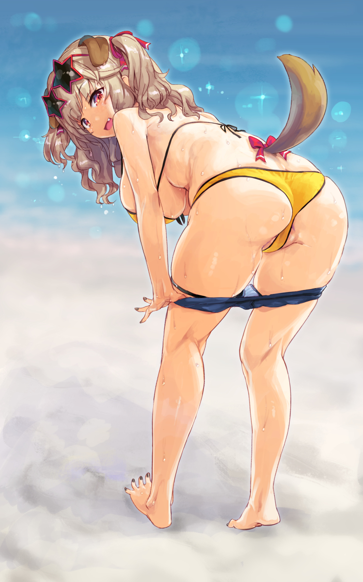 This is a pixiv picture whose title is わんこさん夏水着～差分とか.