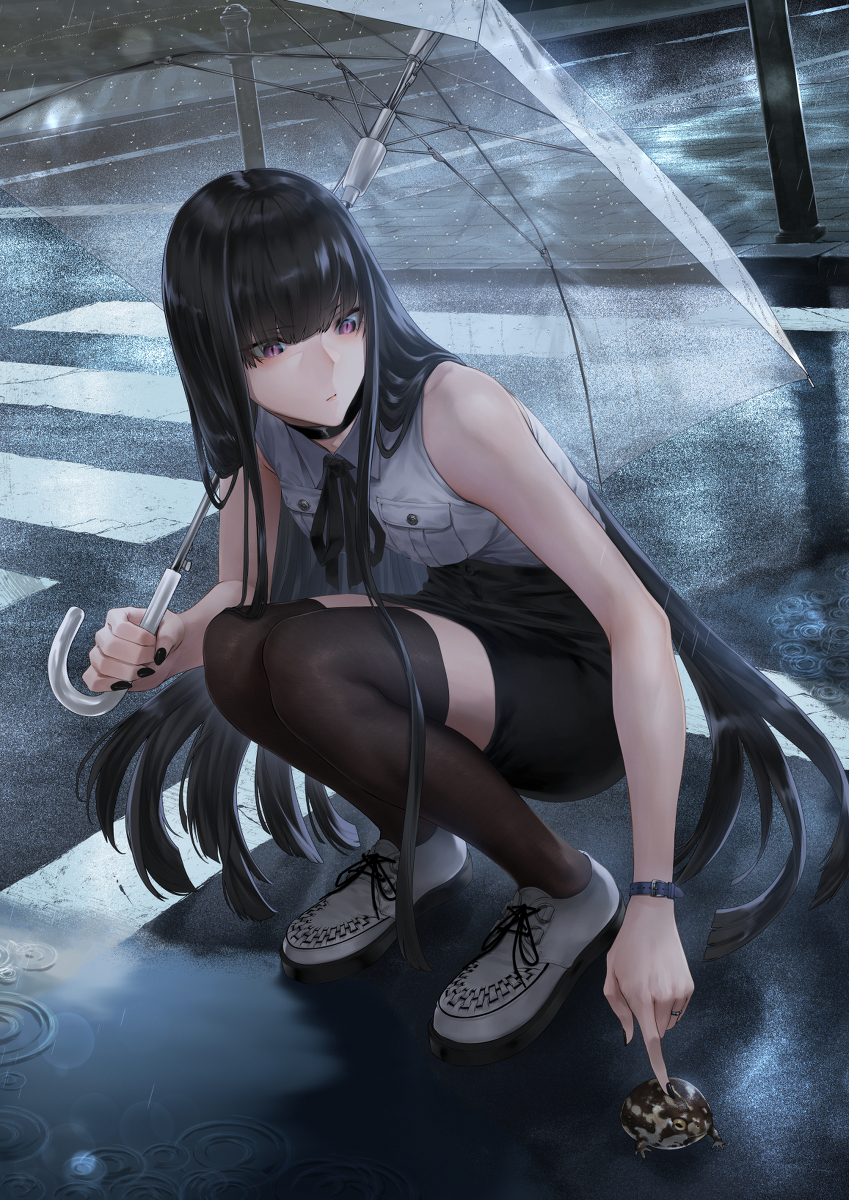 This is a pixiv picture whose title is 雨の日のお竜さん.