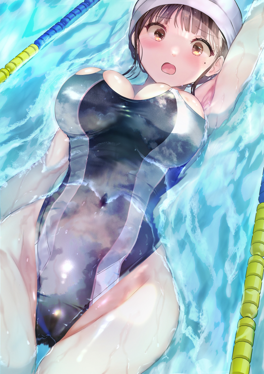 This is a pixiv picture whose title is 水着が小さい水泳部コーチ③.