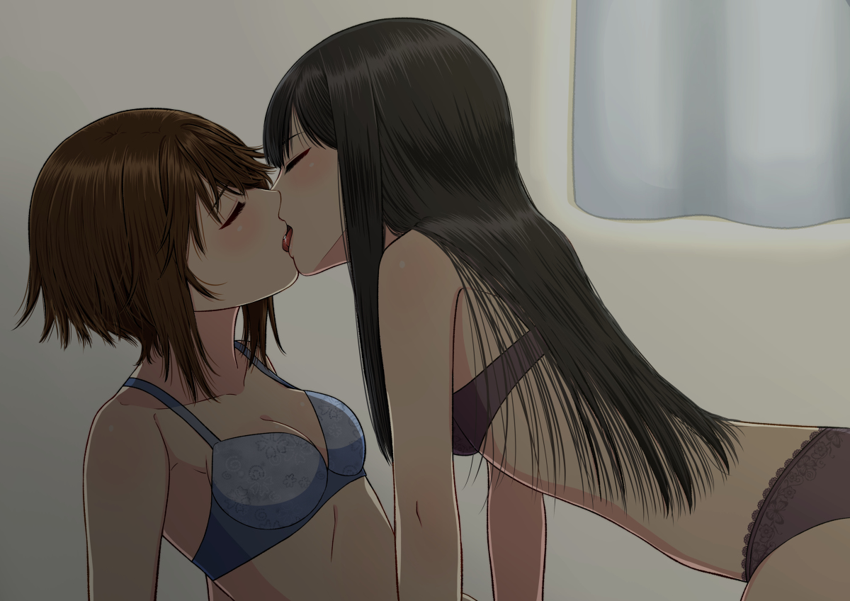 This is a pixiv picture whose title is 【創作百合】.