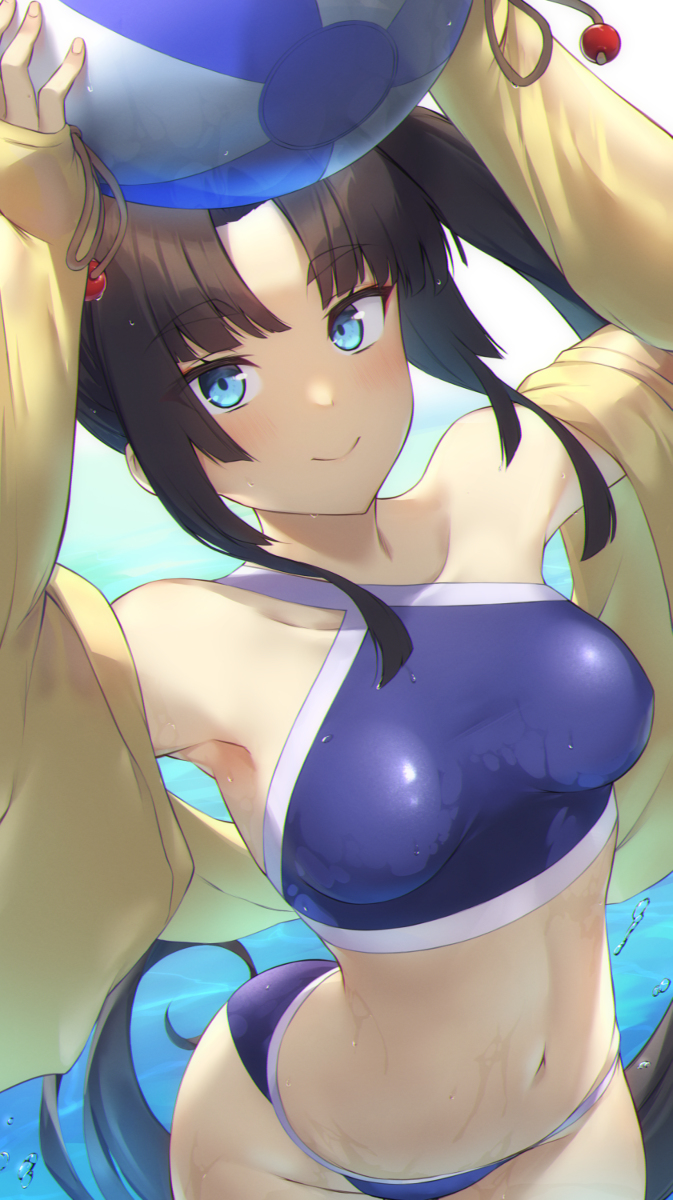 This is a pixiv picture whose title is 水着牛若強化記念.