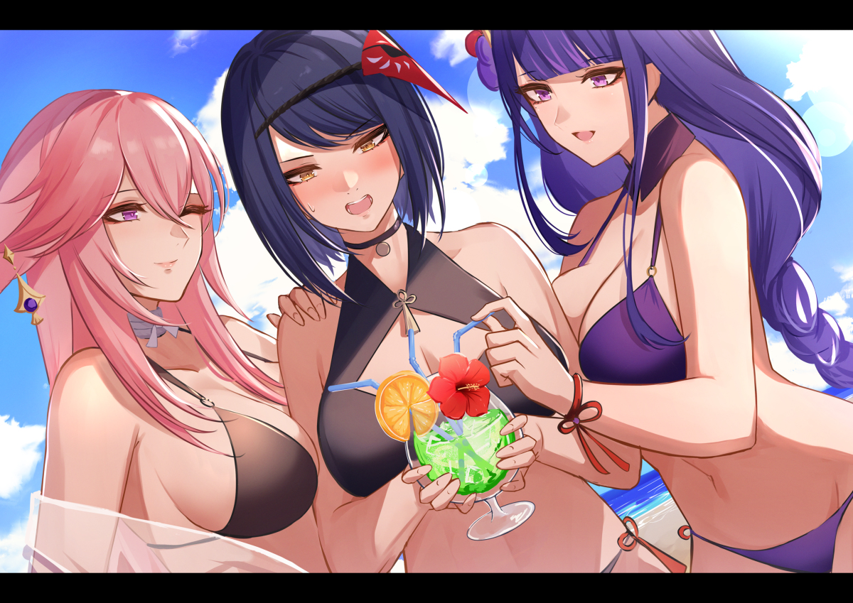 This is a pixiv picture whose title is 稲妻オネエサン.