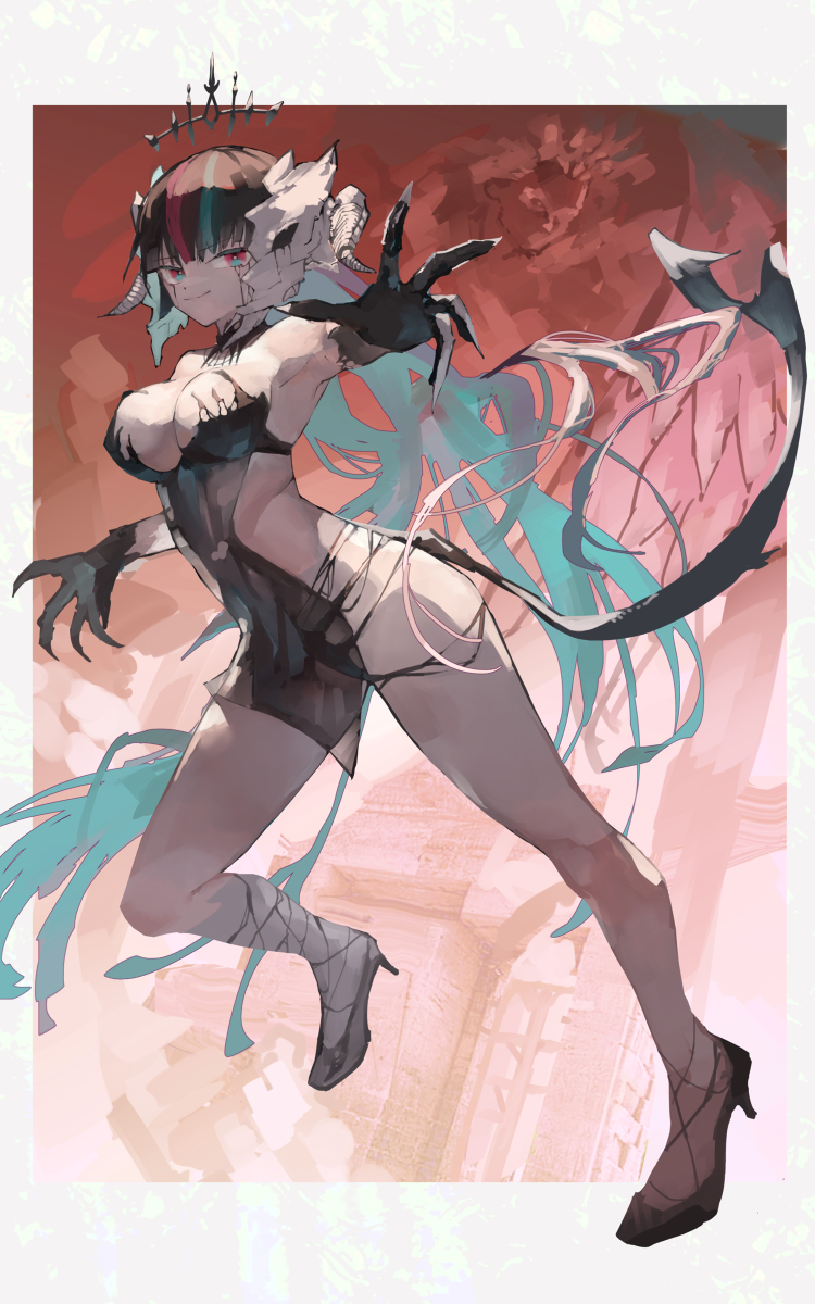 This is a pixiv picture whose title is 「悪魔嬢」.