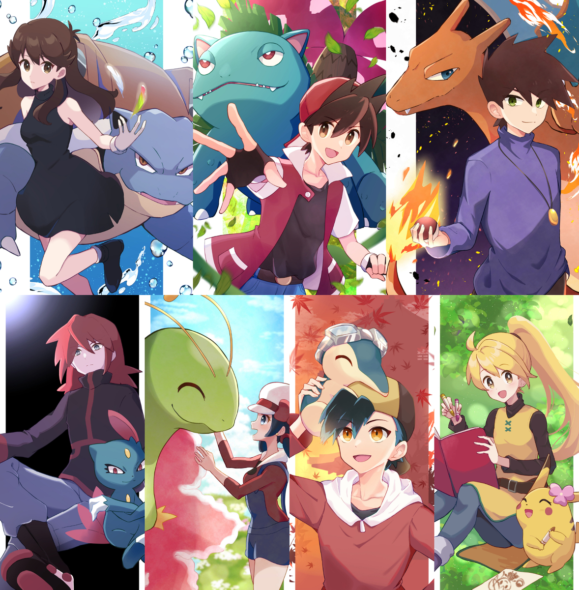 This is a pixiv picture whose title is 【ポケスペ】カントー・ジョウトまとめ.