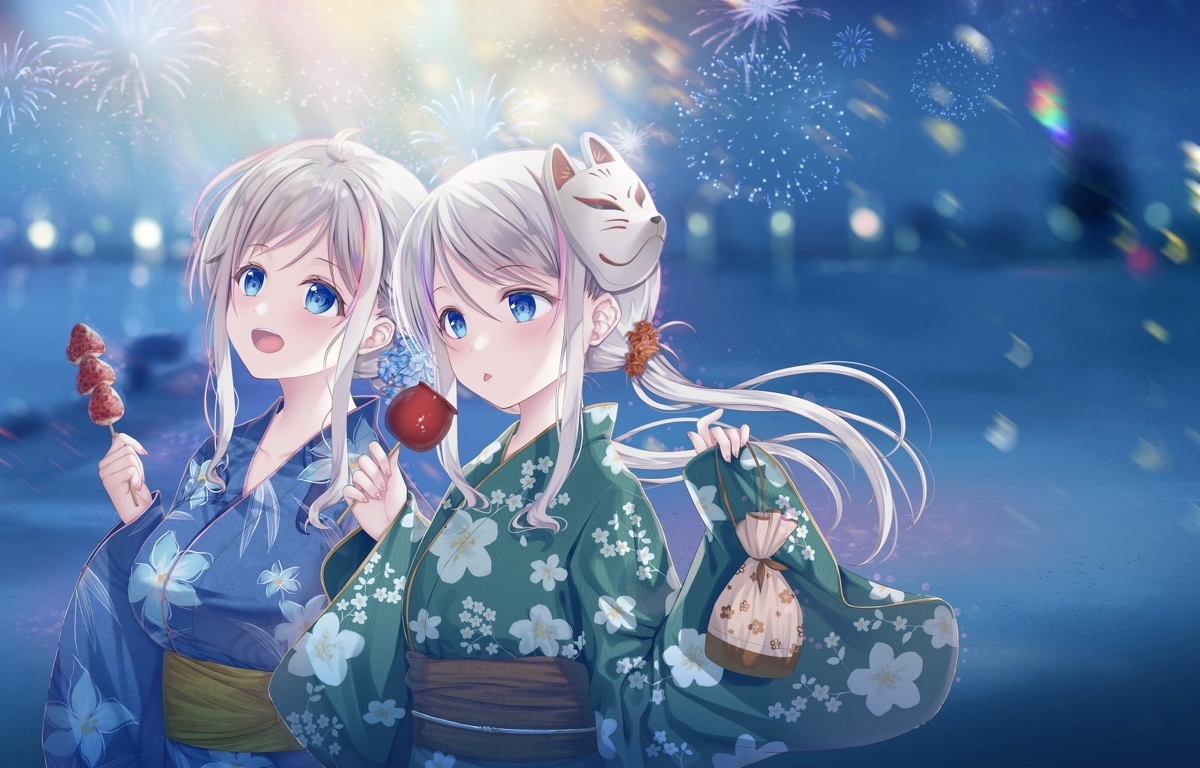 This is a pixiv picture whose title is 花火大会.