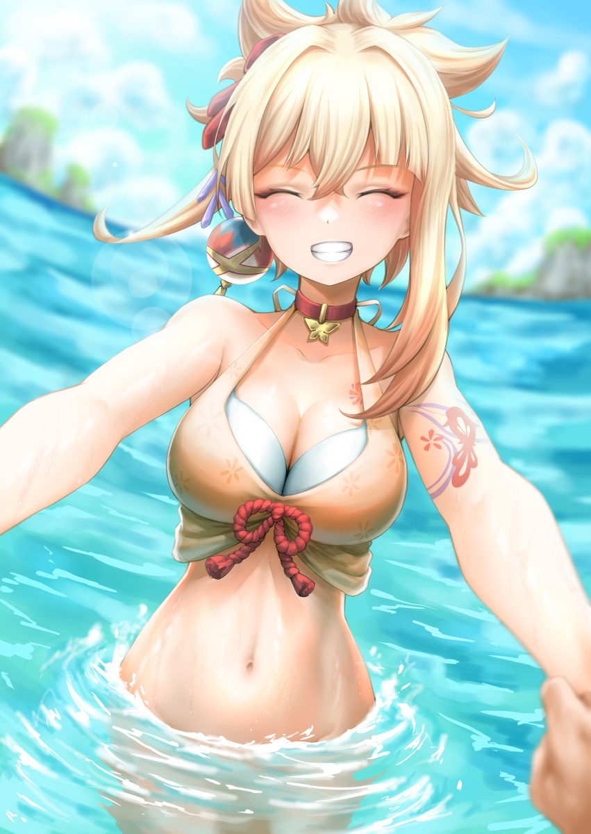 This is a pixiv picture whose title is 宵宮 -  海水は冷たい!.