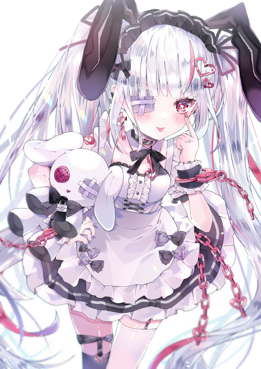 This is a pixiv picture whose title is 銀髪バニーメイド🐰🎀💞.