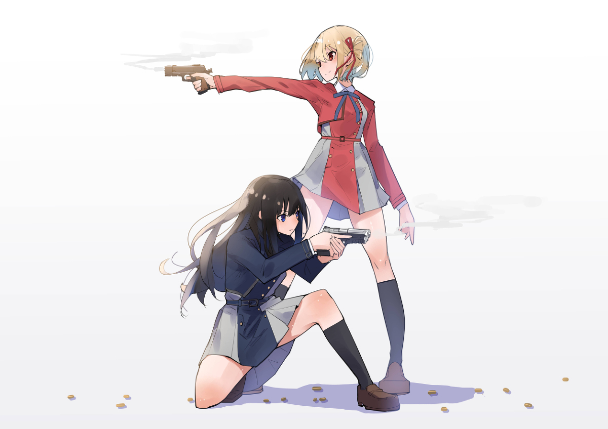 This is a pixiv picture whose title is ふたりはリコリコ.