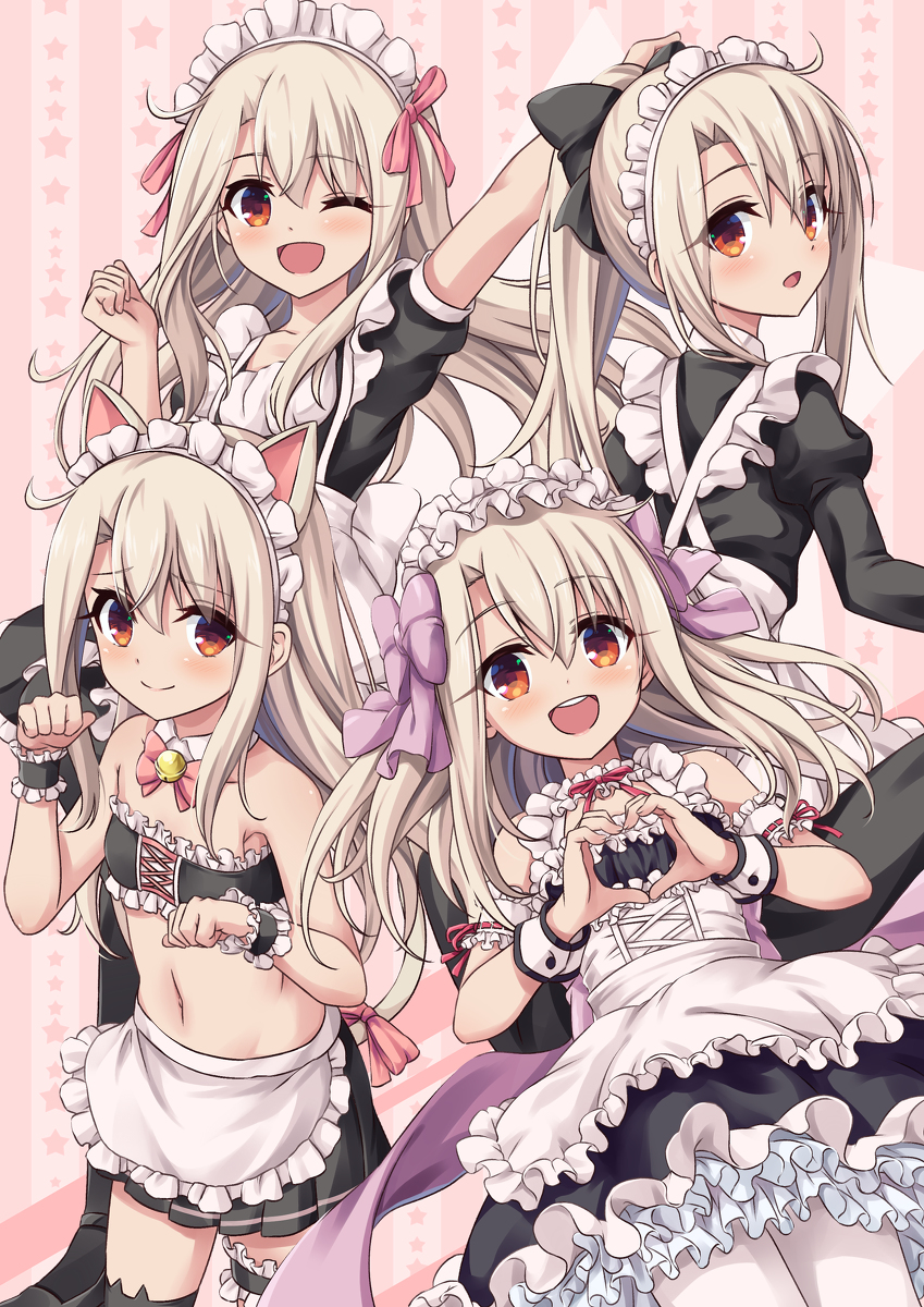 This is a pixiv picture whose title is メイドイリヤ×4.