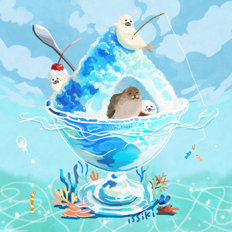 This is a pixiv picture whose title is かき氷の小さな島.