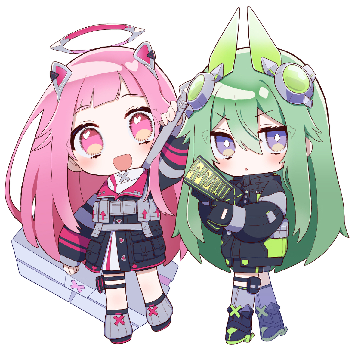 This is a pixiv picture whose title is デフォルメのえむと寧々.