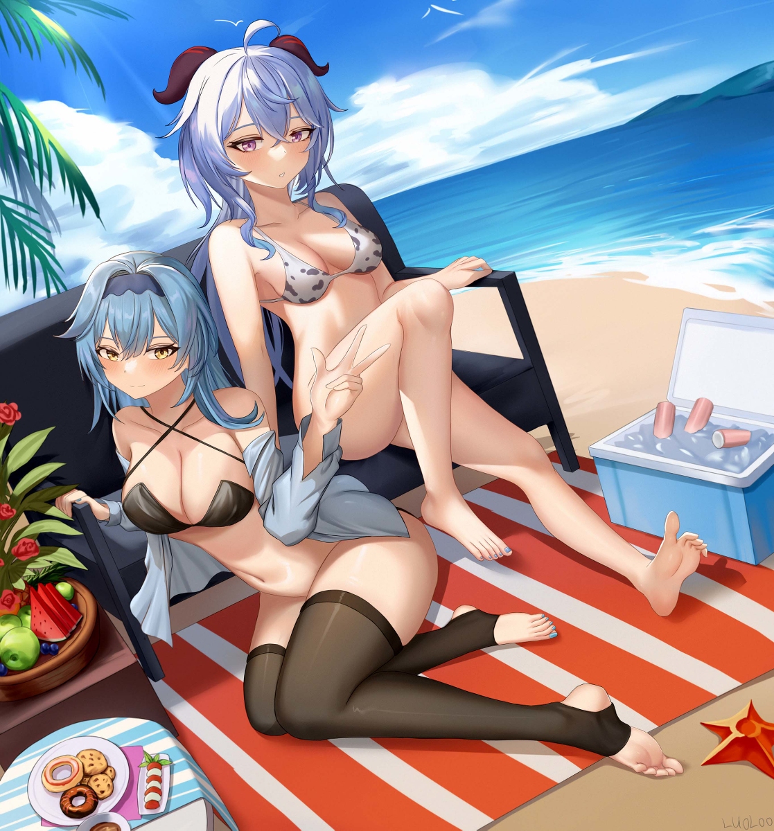 This is a pixiv picture whose title is 海滩.
