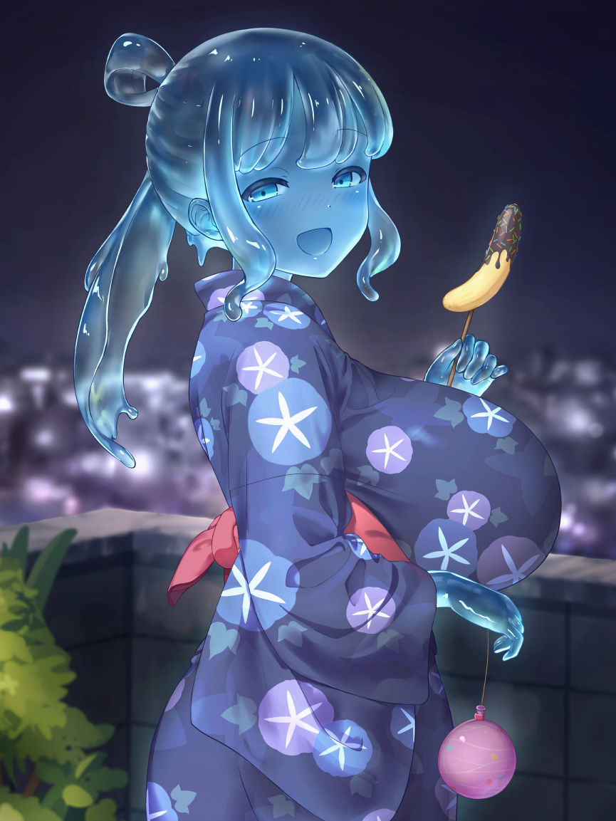 This is a pixiv picture whose title is ゆかたスライム娘.